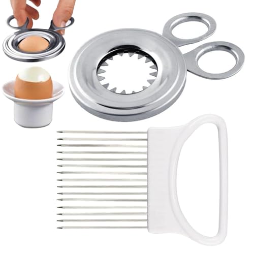 JDNFKG 1 Pieza De Abridor De Huevos Y 1 Pieza De Rebanador De Huevos, Abridor De Cáscara De Huevo, Suministros De Cocina, Rebanador De Cebolla, Adecuado para Frutas Y Verduras.