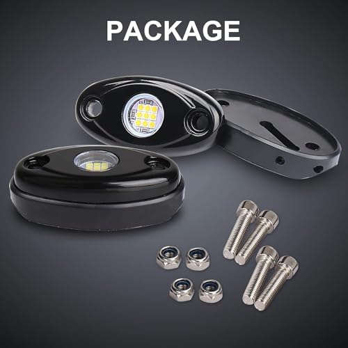 Image of White Rock Light 12pods 6000k Pure White Led Rocks Lights kit Ip68 Waterproof 47inch Extension Wires for ATV Rv Utv SUV Offroad Pickup Trucks Golf Boat Cars Trailer Fender Underglow Lighting (White)