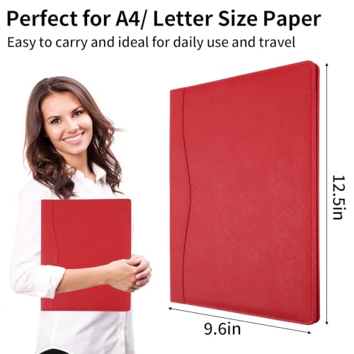 Image of Professional Padfolio Portfolio Binder, Faux Leather, Red