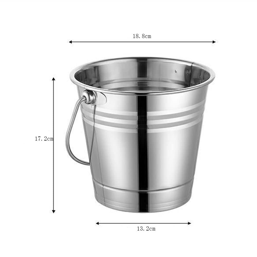 Eiseimer Edelstahl EIS Eimer Tragbare Eiskühlerkühler mit Griff Eiswürfel Container for Wein Champagner Bier Partei Bar Werkzeuge Eiskübel Sektkühler (Color : 3L)