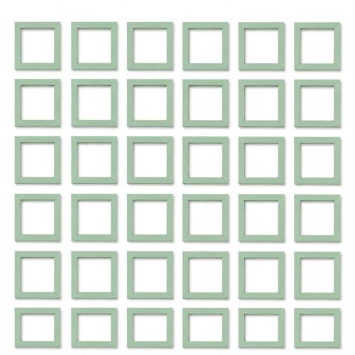 AbhiKalpya Art Studio Empty Mini Frames for Fridge Magnets, Notes, Collages, Wall Decoration Set of 30 (Mint Green & White)