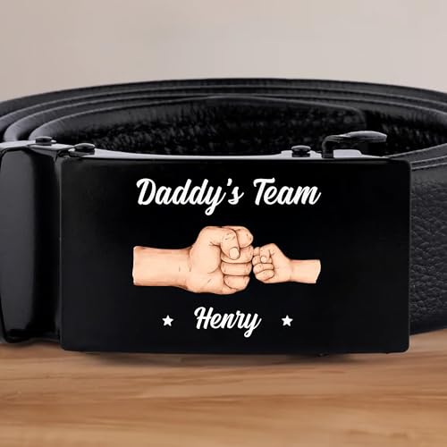 Squad Of Daddy - Family Personalized Custom Printed Belt Buckle - Father's Day, Gift For Dad, Grandpa Daddy's Team Fist Bumps Personalized Belt For Men Dad, Custom Gifts For Fathers Day3