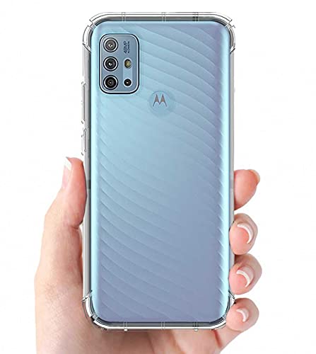 Image of Transparent Soft Silicone TPU Flexible Back Cover Compatible with Motorola Moto G9 Power with Screen Guard