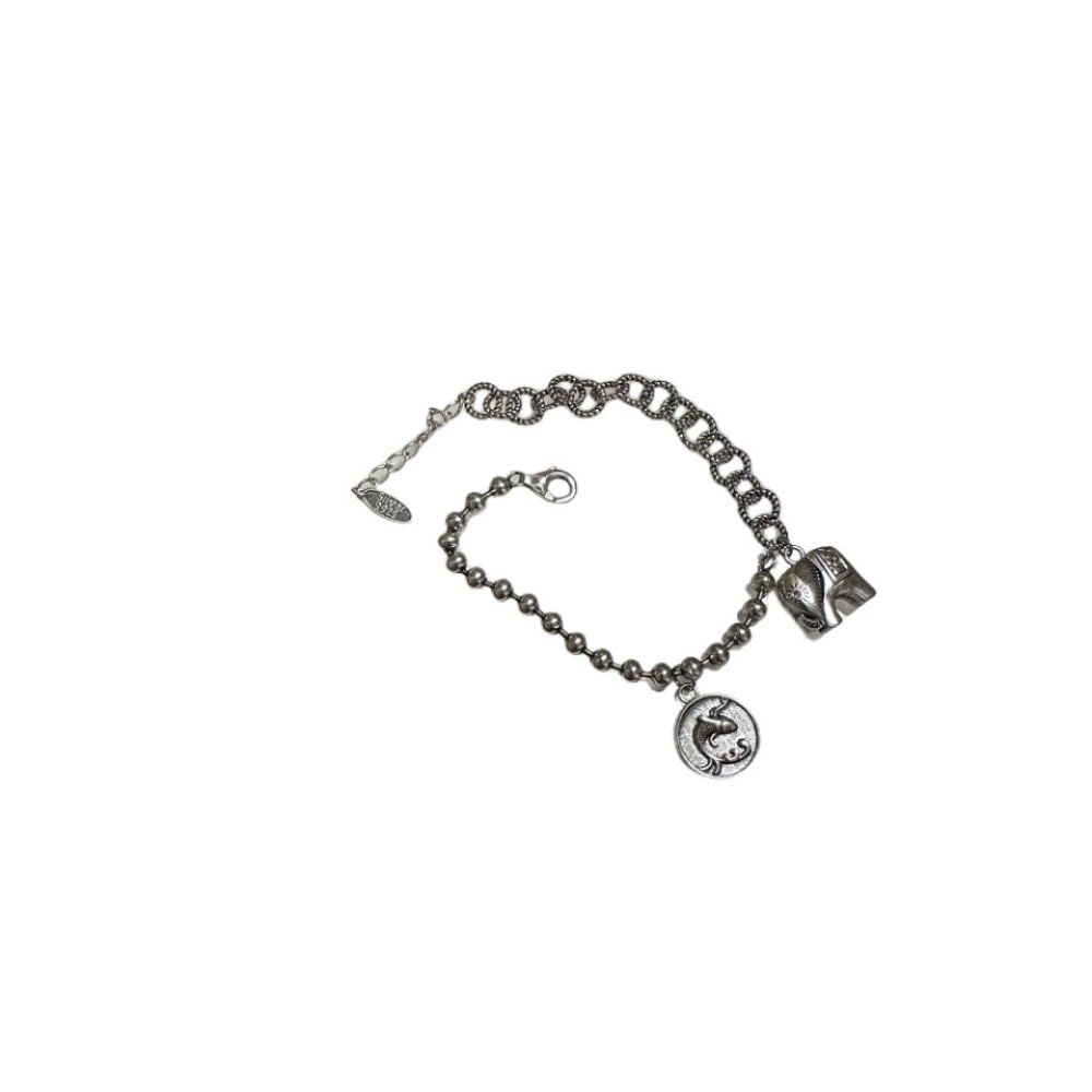 Armband Damen Silber,S925 Silber Armband Silber Elefant Anhänger Silber Perlen Spleißen Silber Armband Armreif Mit Verstellbarer Silberkette Glücksschmuck Für Frauen