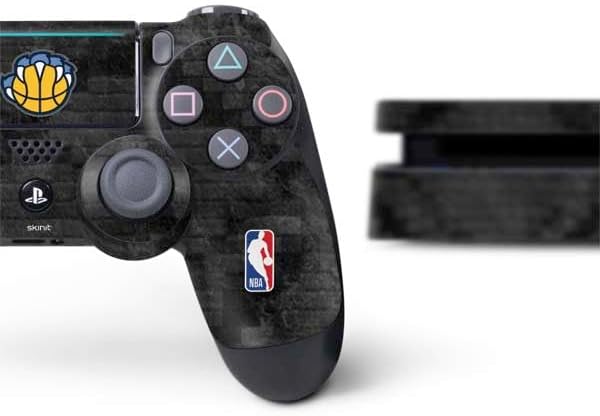 Skinit Decal Gaming Skin Compatible with PS4 Slim Bundle - Officially Licensed NBA Memphis Grizzlies Dark Rust Design