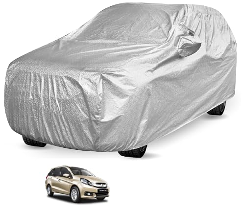 Image of Auto Hub Waterproof Car Cover Compatible with Mobilio with Mirror Pocket, Soft Cotton Lining, Waterproof Mobilio Car Cover- Metallic Silver
