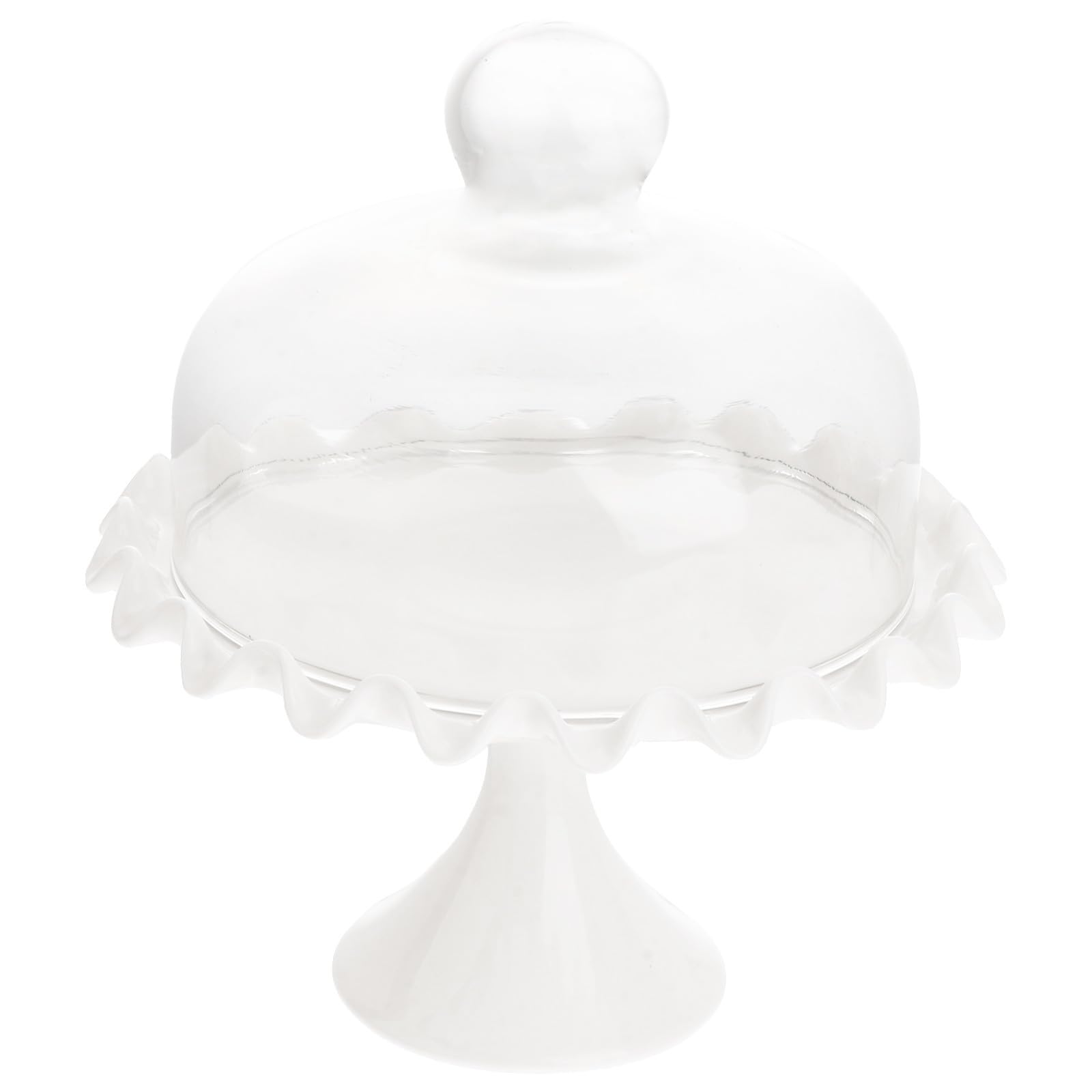 Couvercle en Verre pour Gâteau Plateau, Blanc, Céramique