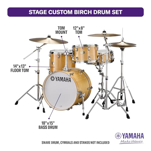 Image of Yamaha Stage Custom Birch 3pc Bop Drum Shell Pack - 18 inch Kick, Natural Wood