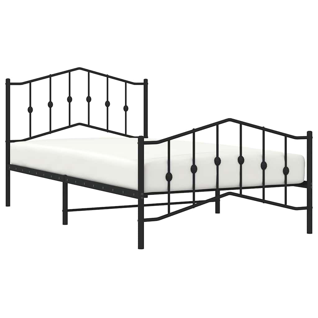Solivagant Bettgestell mit Kopf- und Fußteil Metall Schwarz 100x200 cm, Möbel,Betten Zubehör,Betten Bettgestelle, 15.15 kg-373802