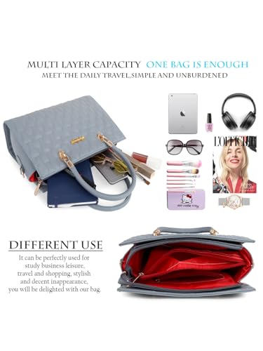 Image of LIKE STYLE Quilted PU Rexine Handbag with Detachable Sling Strap
