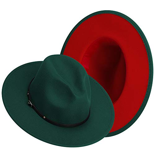 Image of Wide Brim Fedora Hats for Women Mens Felt Fedora Hats With Belt Buckle