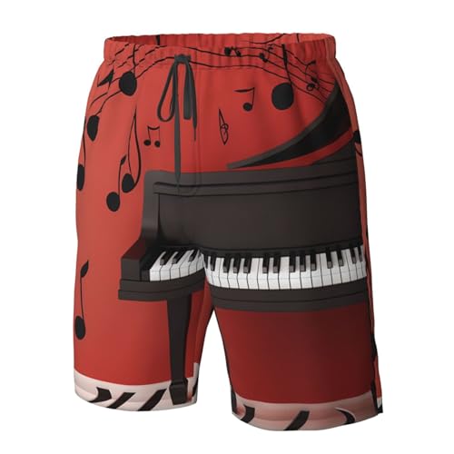 Music Note Piano Men's Swim Trunks Quick Dry Board Shorts with Pockets Casual Drawstring Beach Shorts4
