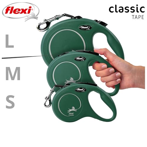 flexi® Classic L Gurt 5 m olivgrün, Roll-Leine für Hunde bis 50 kg