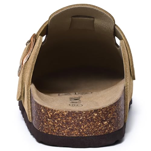 Image of KIDMI Unisex Vegan Suede Clogs Leather Mules Womens Mens Cork Footbed Potato Shoes with Arch Support