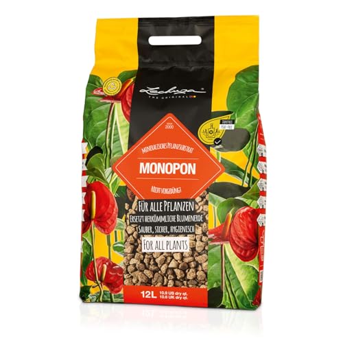 LECHUZA-Pflanzsubstrat MONOPON 12 Liter | Drainageschicht und Bodenverbesserung|toffrei und ohne Düngemittel |19550