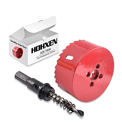HOHXEN Sierra de Corona Bimetálica de 75mm, M42 HSS Sierra de Orificio con Punta de Posicionamiento para Cortar Acero Blando, Acero Inoxidable, Hierro Fundido, Latón, Aluminio, Madera, Tubos de PVC