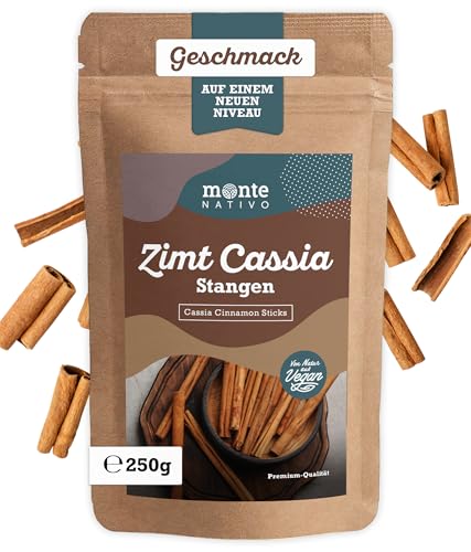 Canela en rama Cassia - Monte Nativo (250g) - Canela Cassia entera - Especias secas y aromáticas ideales para cocinar y condimentar