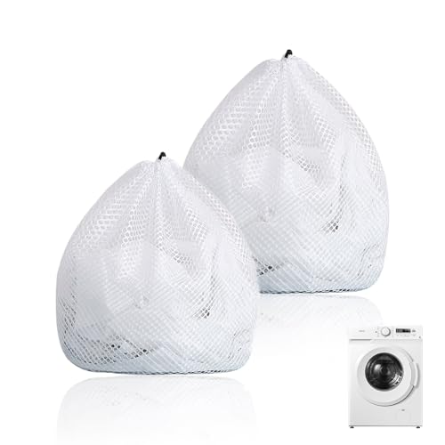 2 Pcs Laundry Bags for Washing Machine,for Bag,Delicates Wash Mesh for Drawstring Net for Heavy Duty Dirty Clothes, Durable Travel for Cloths Blouse Underwear,Bra,Baby,Toy Storage(40x50/30x40cm)