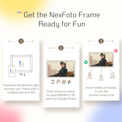Image of NexFoto 15.6'' Touchscreen Digital Picture Frame, 64GB Wood Electronic Picture Frame, FHD WiFi Digital Photo Frame, Add Photos from Google Photos, Share Videos, for Mom, Christmas /Birthday, Wood