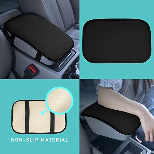 Image of FH Group Faux Leather Center Console Armrest Cushion, Luxury Seat Box Cover Protector fits Most Cars, SUVs, and Trucks Black