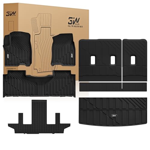 3W Floor Mats & Cargo Liner & Seat Back Mats for 2021-2026 (Only 7 Seats) Chevrolet Chevy Tahoe/GMC Yukon (Not Fit Yukon XL)/Cadillac Escalade (Not Fit Escalade ESV),All Weather Full Set Car