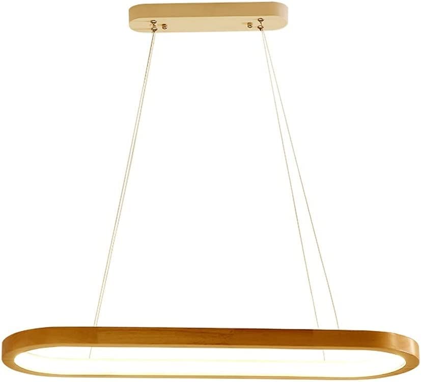Lustre LED suspendu ovale en bois pour bureau et restaurant