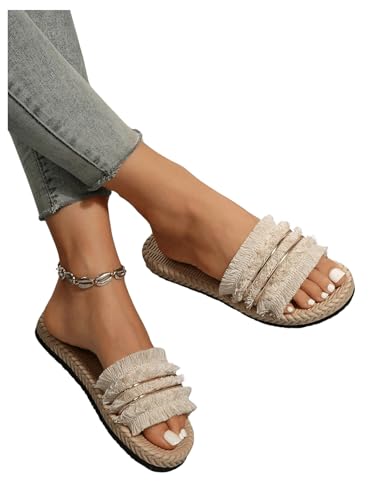 Verdusa Women's Open Toe Fringe Sandals Slip On Outdoor Boho Beach Slides4