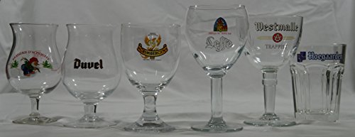 6 Bicchieri di birra birra pacchetto Leffe Grim Bergen hoegaarden duvel chouffe West Malle