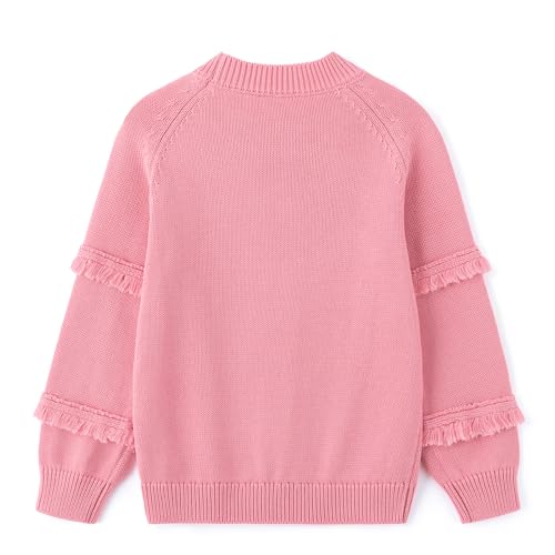 Image of Curipeer Girls Pullover Sweaters, Lace-up Long Sleeve Crewneck | Soft Warm Classic Cable Knit, Winter Fall Spring Daily Wear, Little Kids Tween Girl