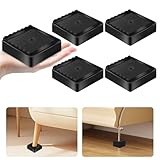 shouwuhho 4 Pack Furniture Risers Adjustable Bed Risers Heavy Duty Lifts Height 1', Stackable Bed Risers 1, 2 or 3 Inch for Desk Leg Table Couch Sofa Chair Bed Frame Legs Dorm, Black