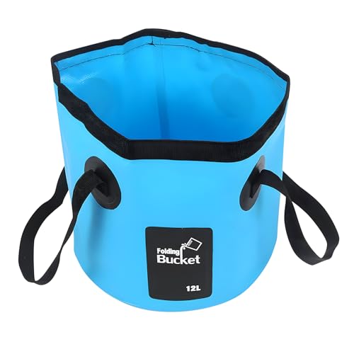 VINSPIRE Cubo plegable plegable de 12 litros – Contenedor de agua plegable portátil para camping, pesca, al aire libre, fontanería – Bolsa de cubo reforzada a prueba de fugas para remojo de pies,
