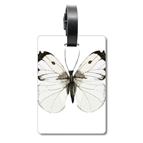 Étiquette de valise papillon blanc et noir pour bagage de voyage