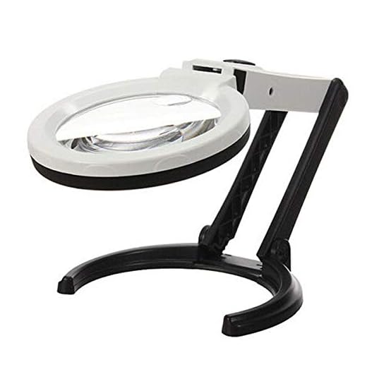 Lupa De Mesa Bancada 10 Leds Lente 120mm pilhas e bivolt CBR03549 - Commerce Brasil