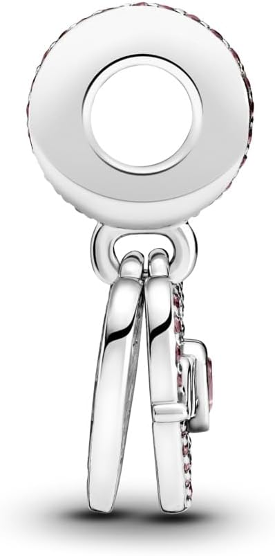 Pandora Heart & Mom Dangle Charm - Compatible Moments Bracelets - Jewelry for Women - Gift for Women - Made with Sterling Silver & Cubic Zirconia, No Gift Box