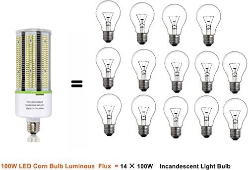 Tjbb 2 Pack 100W Led Corn Cob Light Bulb, E26/E39 Base Led Bulb (250-400W Mh/Hps Replace) Indoor Outdoor Lighting For Garage Warehouse High Bay Parking Lot Wall Pack #TOP4