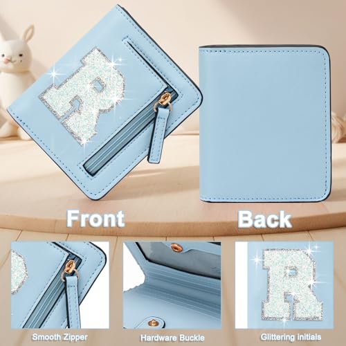 Image of Birthday Gifts for Teen Girl Kids Wallet Girl Wallets Small Initial Rfid Wallet Teen Girls Gift Preppy Stuff for Girls Blue R