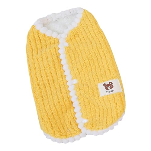 犬服 袖なし ベスト 冬 ペット服 背中開き 猫服 防寒 かわいい 家着 猫服 冬服 ふわふわ 着脱簡単 洋服 柔らかい 猫 コート 厚い 保温 ドッグウェア 抜け毛防止 小中型犬 お出かけ お散歩用 (L,イエロー)