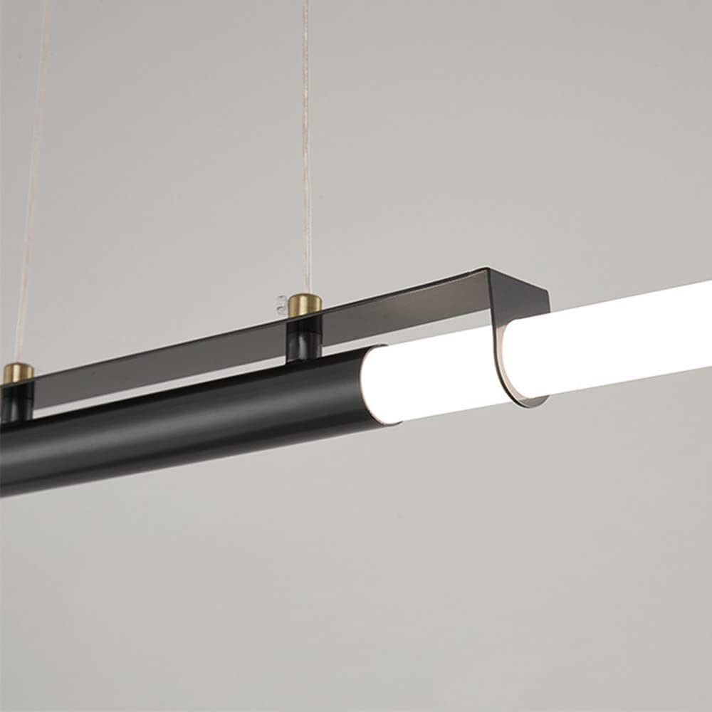 Suspension Led Minimaliste, Lampe Linéaire, Luminaire D'Îlot de Cuisine En Cuivre, Lustre À Longue Bande, Plafonnier, Lampes Suspendues Modernes Pour Table À Manger (Noir, 80 Cm)/Svart/100 Cm