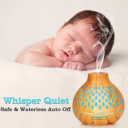 Diffuserlove Essential Oil Diffuser Remote Control Diffuser 400ML Diffusers for Essential Oils Aromatherapy Humidifier 7 Colors Mood Light for Home Bedroom Office