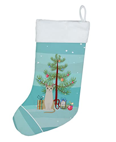Caroline's Treasures CK4796CS Singapura #2 Cat Merry Christmas Christmas Stocking Fireplace Hanging Stockings Christmas Season Party Decor Family Holiday Decorations
