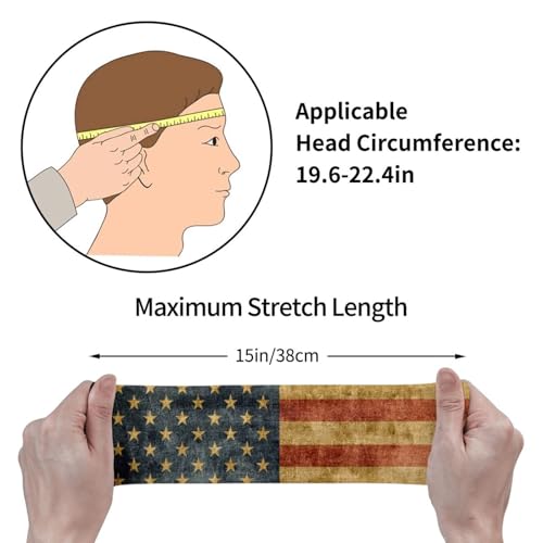 Image of American Flag Sports Headbands Moisture Wicking Workout Headband Sweatband Headbands for Running Cycling Football Yoga Hairband for Men Women