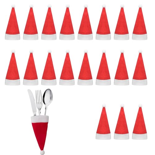 Pejlnd 20 Stück Mini Weihnachtsmützen,Nikolausmütze Kleine...