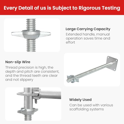 Adjusted Scaffolding Leveling Jack 24 Inch, Galvanized Solid Stem Screw Jack with Base Plate for Stable Support - 4 Pack for Construction, Staging & Heavy Equipment by LJJJXXX - Image 3