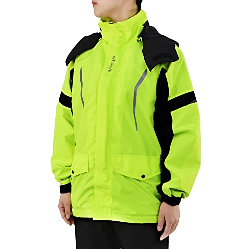 Wosawe Motorcycle Rain Jacket Mens Cycling Waterproof Reflective Coat, Green Xl #TOP26