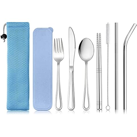 Haware 9 Piece Stainless Steel Camping Cutlery Set Cover