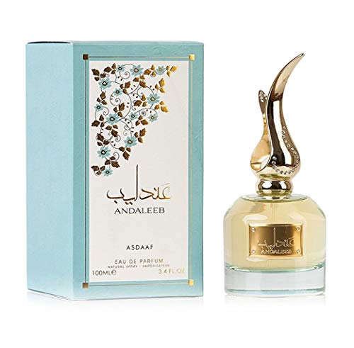 ANDALEEB Perfume 100 ml ASDAAF Eau de Parfum Mujer Attar Árabe Oriental Oud Regalo para Niña Attar Musgo Halal NOTA: ámbar, Musgo, Sandalia, Caramelo, Gourmand, Rosa