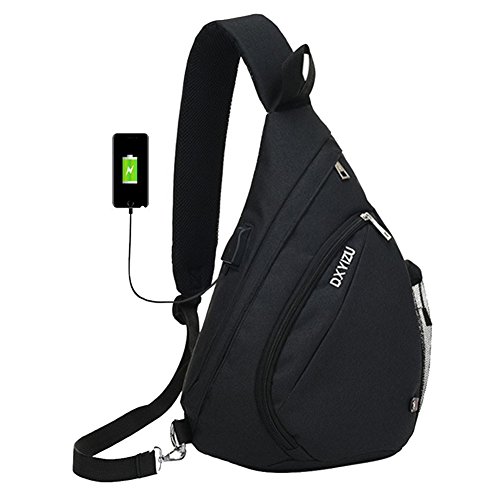 Loisirs Sling Sac avec USB Port de Charge Épaule Sac À Dos Unisexe Poitrine Pack Casual Randonnée Sac À Dos Croix Corps Sacs Casual Sac À Dos pour École Cyclisme Randonnée Camping Sport Voyage Cover