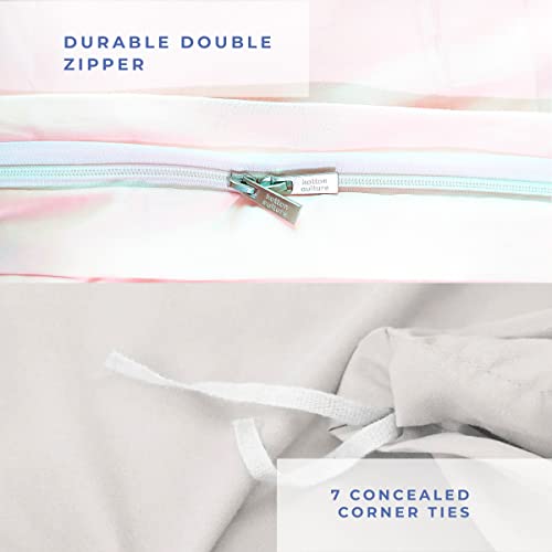 Kotton Culture Custom Size Duvet Cover Morroccan Streak 100% Egyptian Cotton 3 Piece With Zipper & Corner Ties 600 Thread Count Sateen Weave Breathable All Season Comforter Cover - White #TOP4