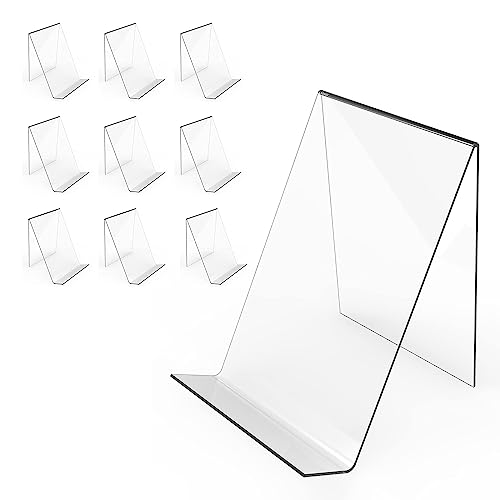 Boloyo Acrylic Book Stand Without Ledge,6 Inch 10PC Clear Acrylic Display Easel Transparent Display...