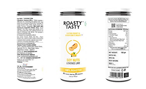 Image of Roasty Tasty Roasted SOYA Nuts Lemonee Lime Flavour Diet Snacks Food for Weight Loss Multigrain Superfood Soyabean Roasted Snack Combo Pack of 2-300gm (150gm Each)